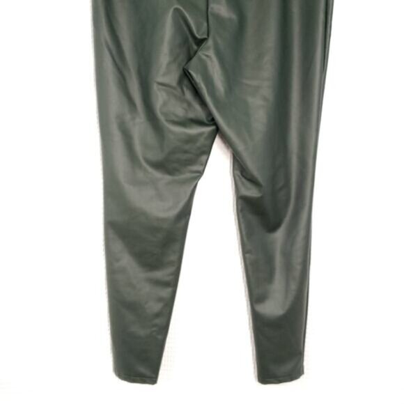 A New Day Faux Leather Leggings Womens XL Green Fleece Lined Matte High Waisted - Picture 14 of 16